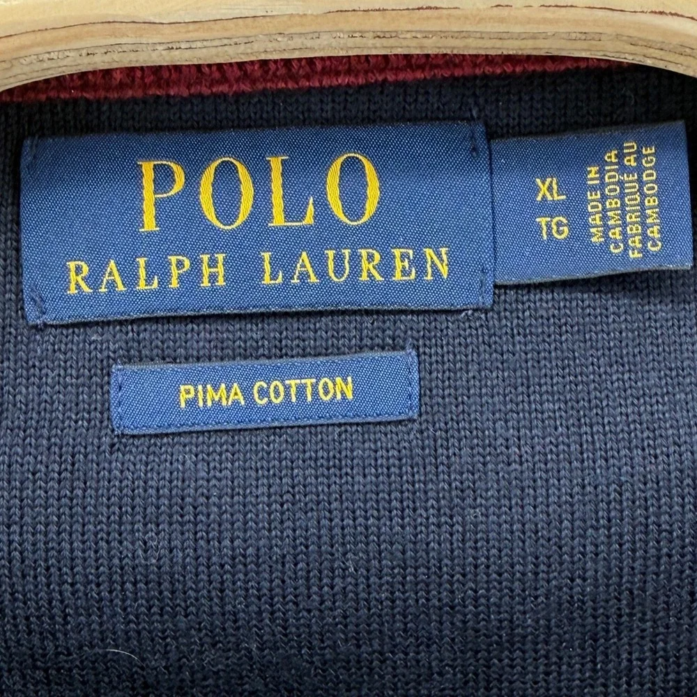 Polo Ralph Lauren Crewneck Sweater Mens XL Pre-Owned Burgundy Pima Cotton Logo